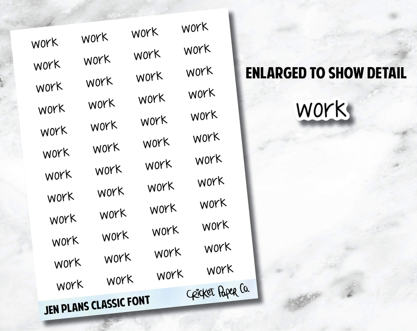 WORK Jen Plans Writing Font Planner Stickers-Cricket Paper Co.