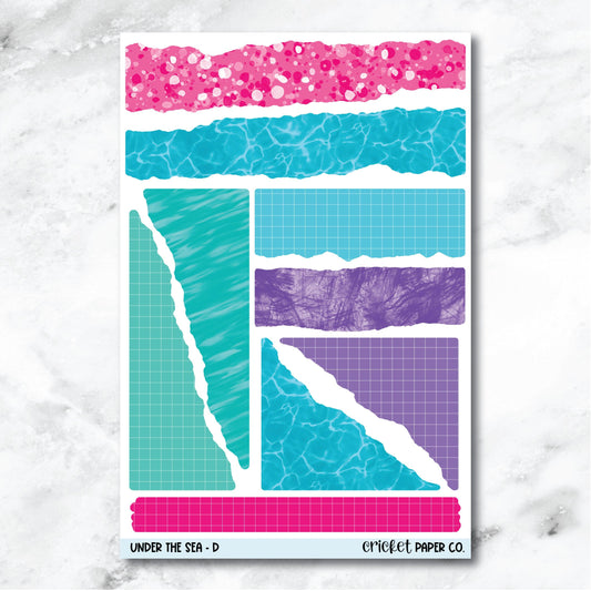 Under the Sea Torn Paper Edges Journaling and Planner Stickers - D
