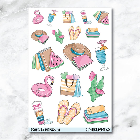 Booked by the Pool Decorative Journaling and Planner Stickers - A