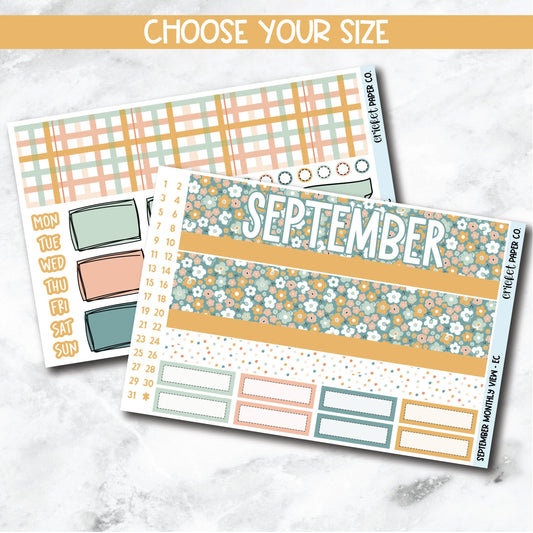 September Monthly View Planner Sticker Kit for 7x9 Planners