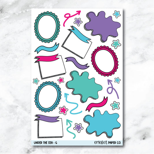 Under the Sea Bullet Journal Style Journaling and Planner Stickers - G