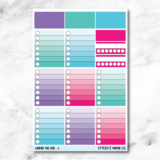 Under the Sea Full Box Checklists Journaling and Planner Stickers - J