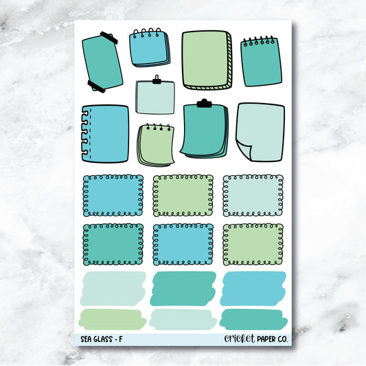 Sea Glass Doodle Accents Journaling and Planner Stickers - F