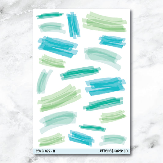 Sea Glass Highlighter Swatch Journaling and Planner Stickers - H