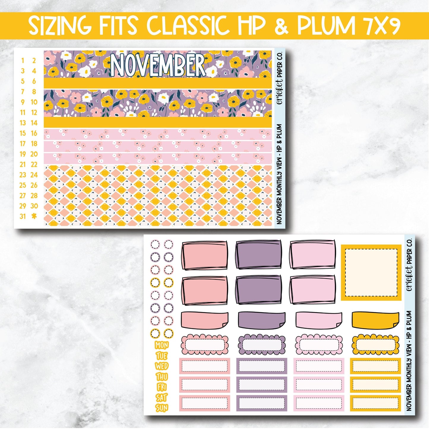 November Monthly View Planner Sticker Kit for 7x9 Planners