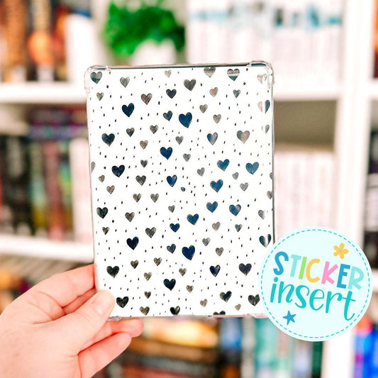 Vinyl Insert for Kindle Case - Black and White Hearts