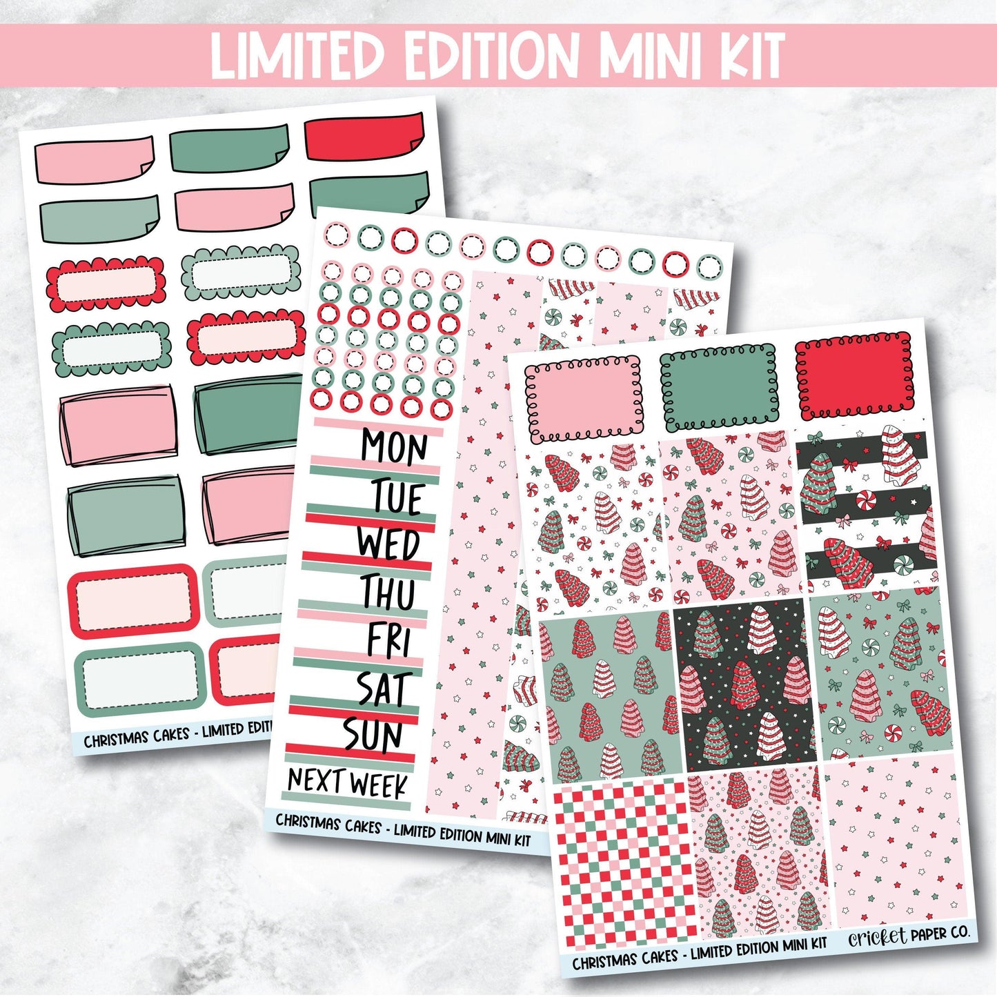 Planner Stickers Standard Mini Kit  - Christmas Cakes