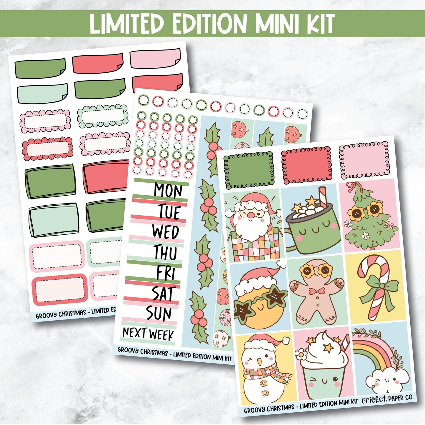 Planner Stickers Standard Mini Kit  - Groovy Christmas