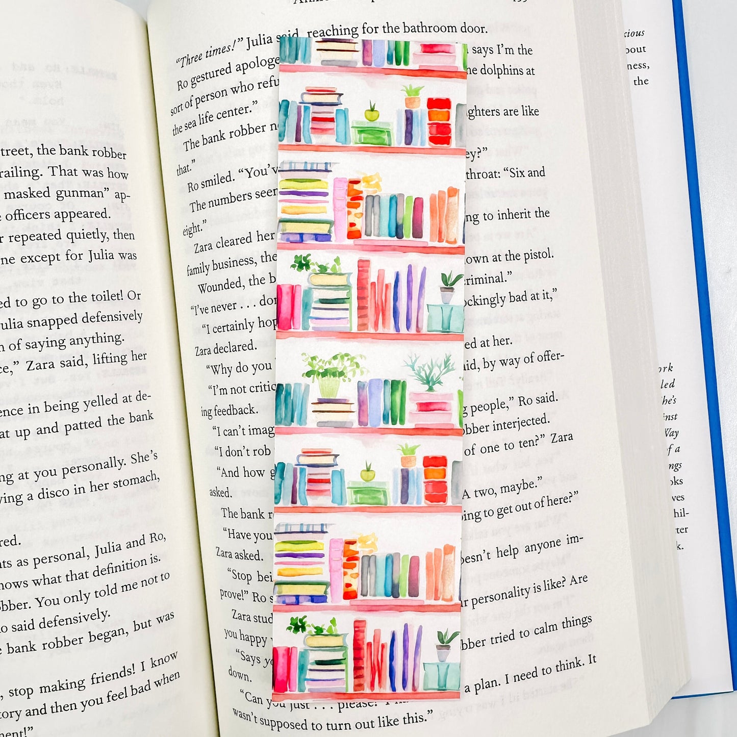 Premium Bookmark - Watercolor Bookshelves