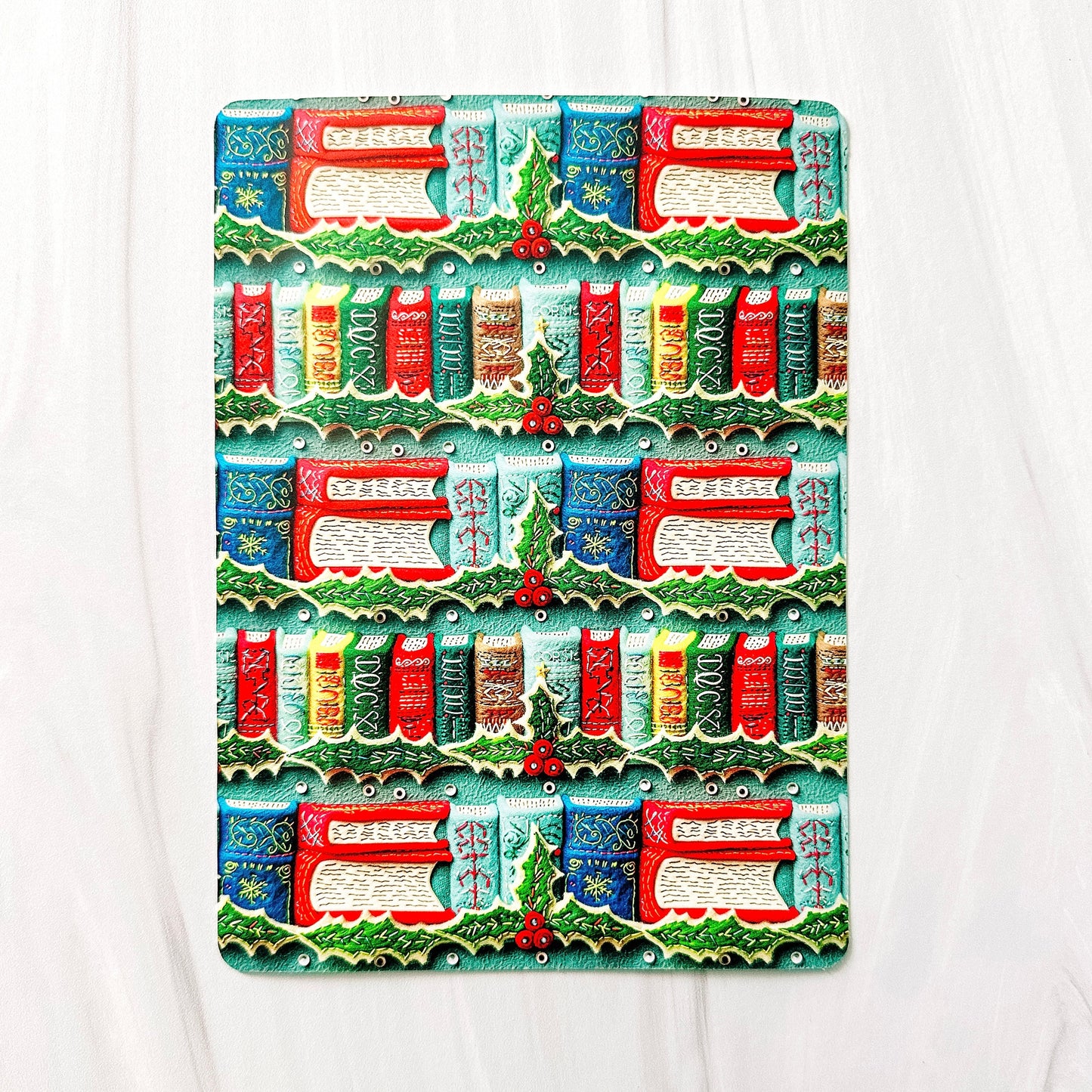 Vinyl Insert for Kindle Case - Felt Christmas Bookshelves