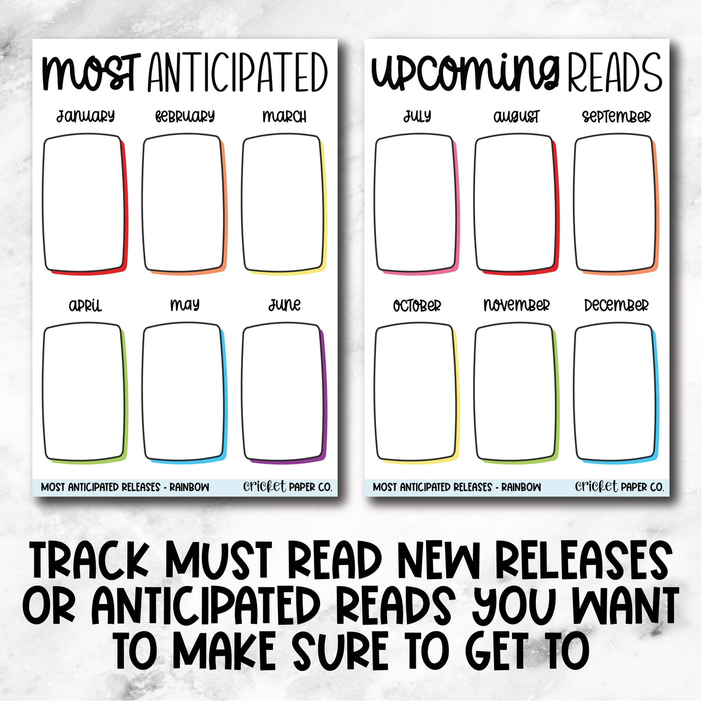 Most Anticipated Upcoming Reads Book Journal Stickers - Rainbow