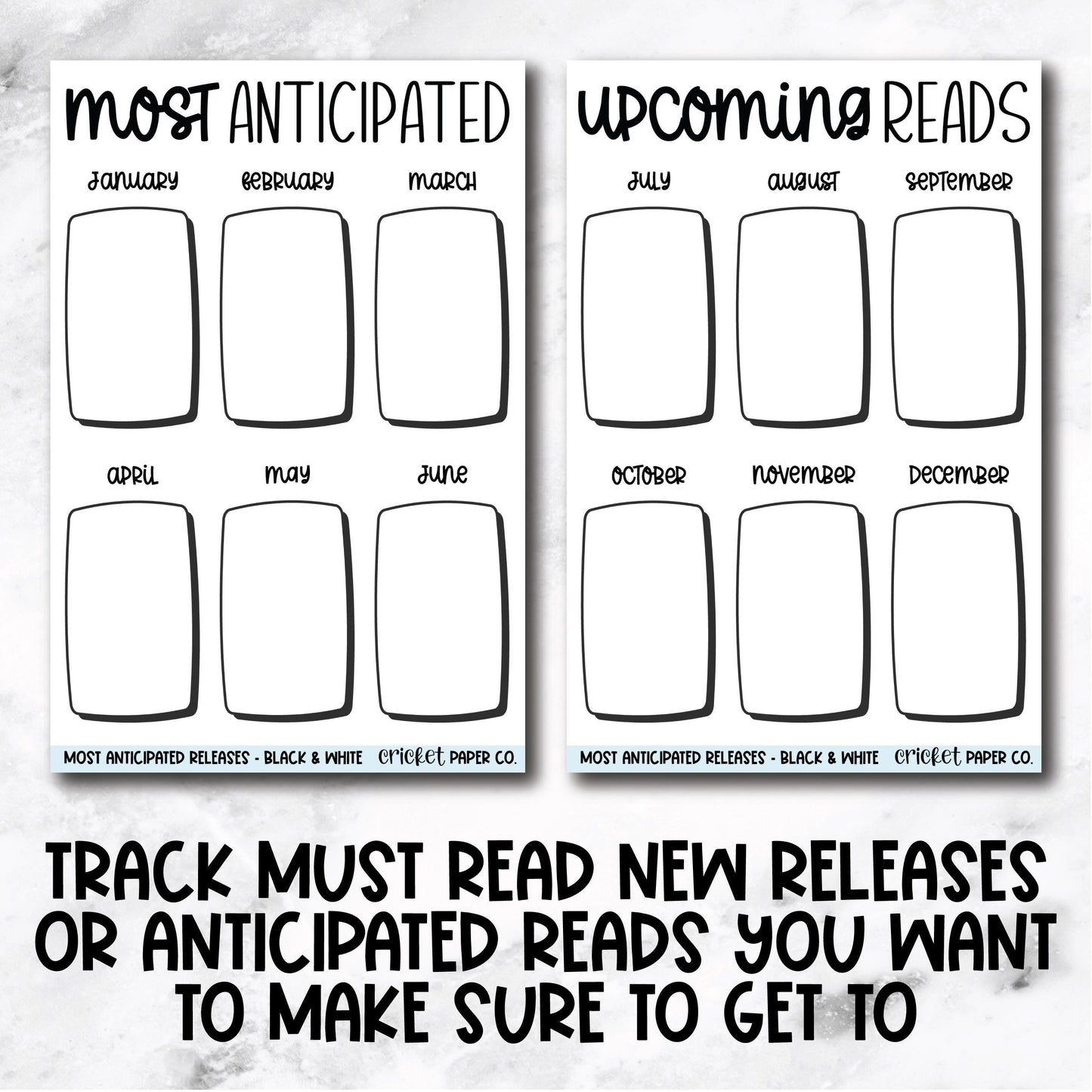 Most Anticipated Upcoming Reads Book Journal Stickers - Black & White