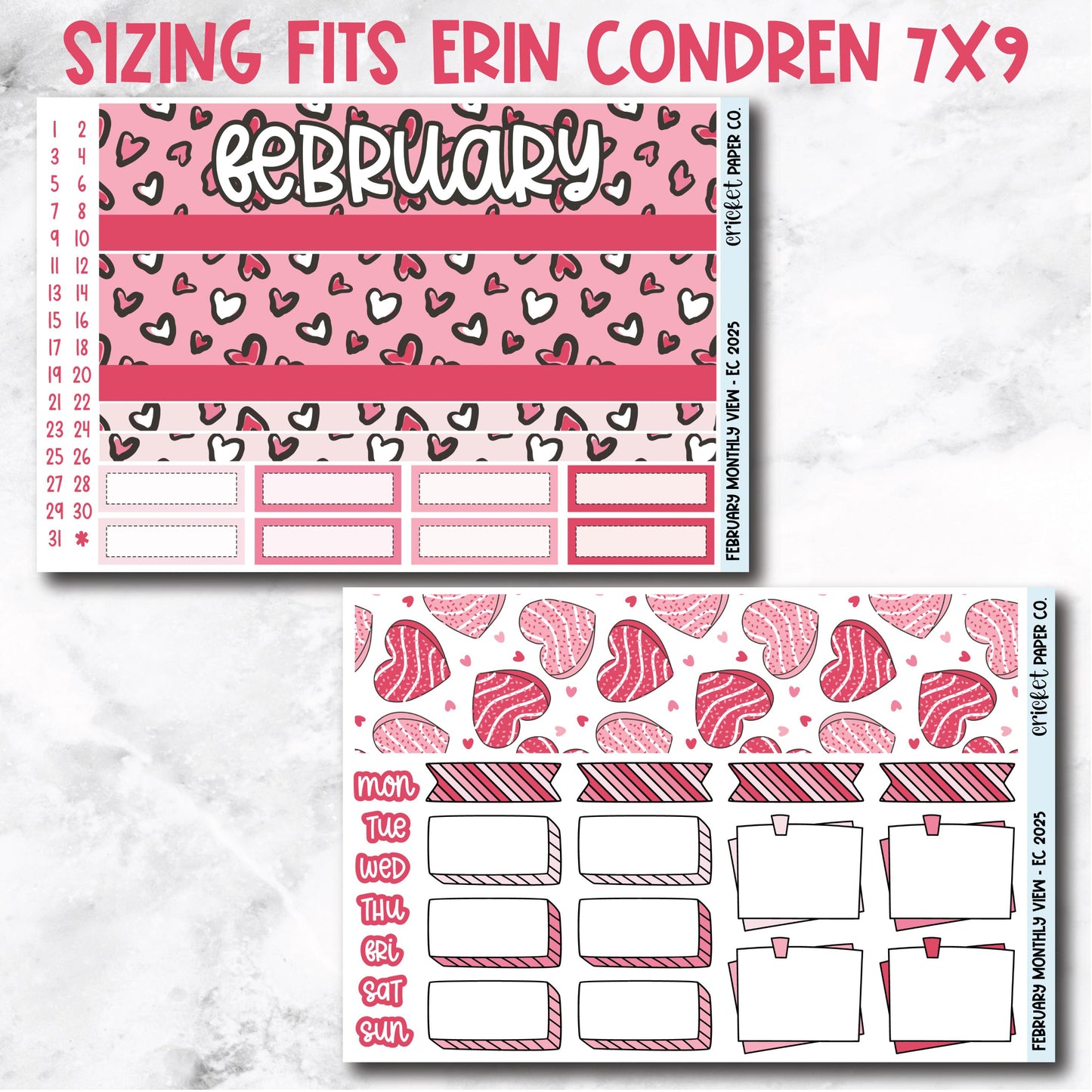 February Monthly View Planner Sticker Kit