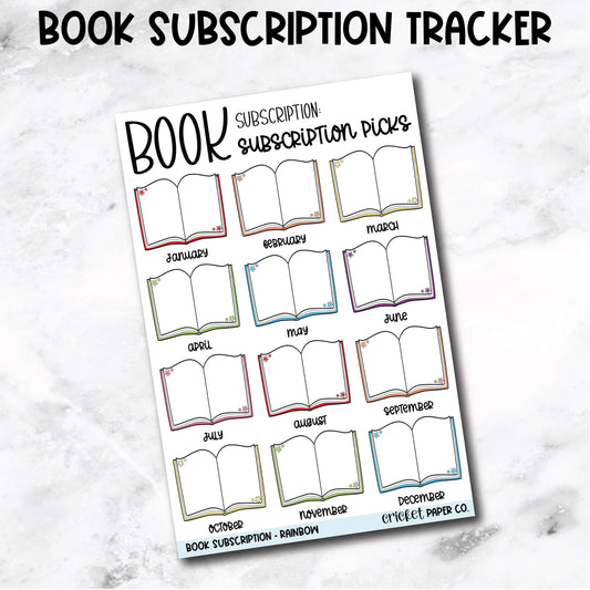 Book Subscription Tracker Book Journal Stickers - Rainbow
