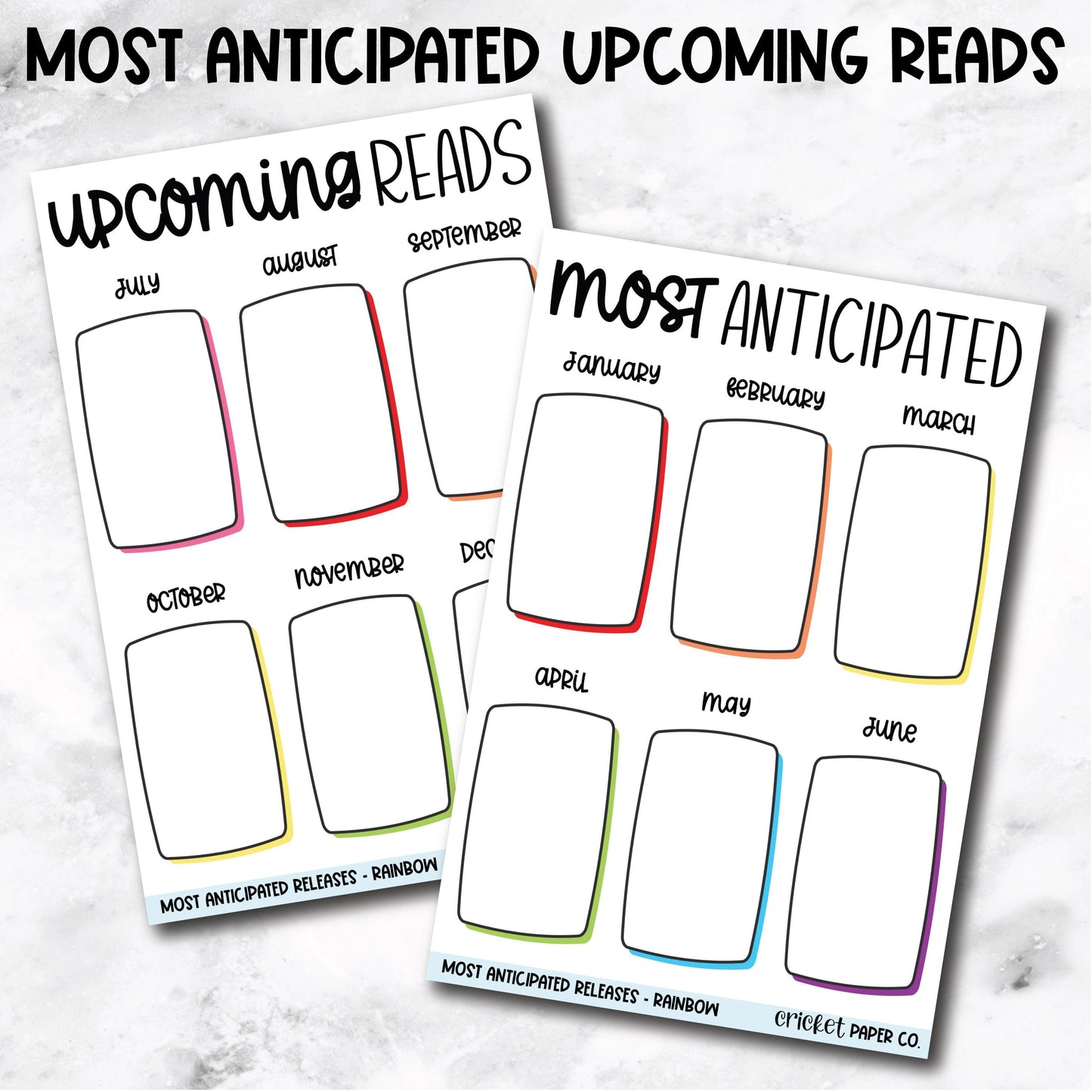 Most Anticipated Upcoming Reads Book Journal Stickers - Rainbow