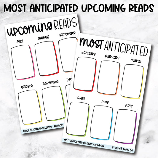 Most Anticipated Upcoming Reads Book Journal Stickers - Rainbow