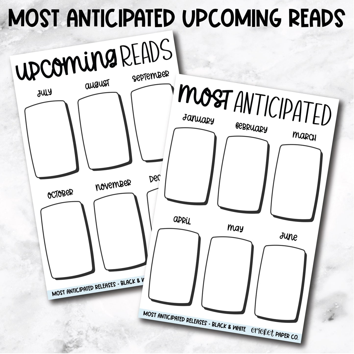Most Anticipated Upcoming Reads Book Journal Stickers - Black & White