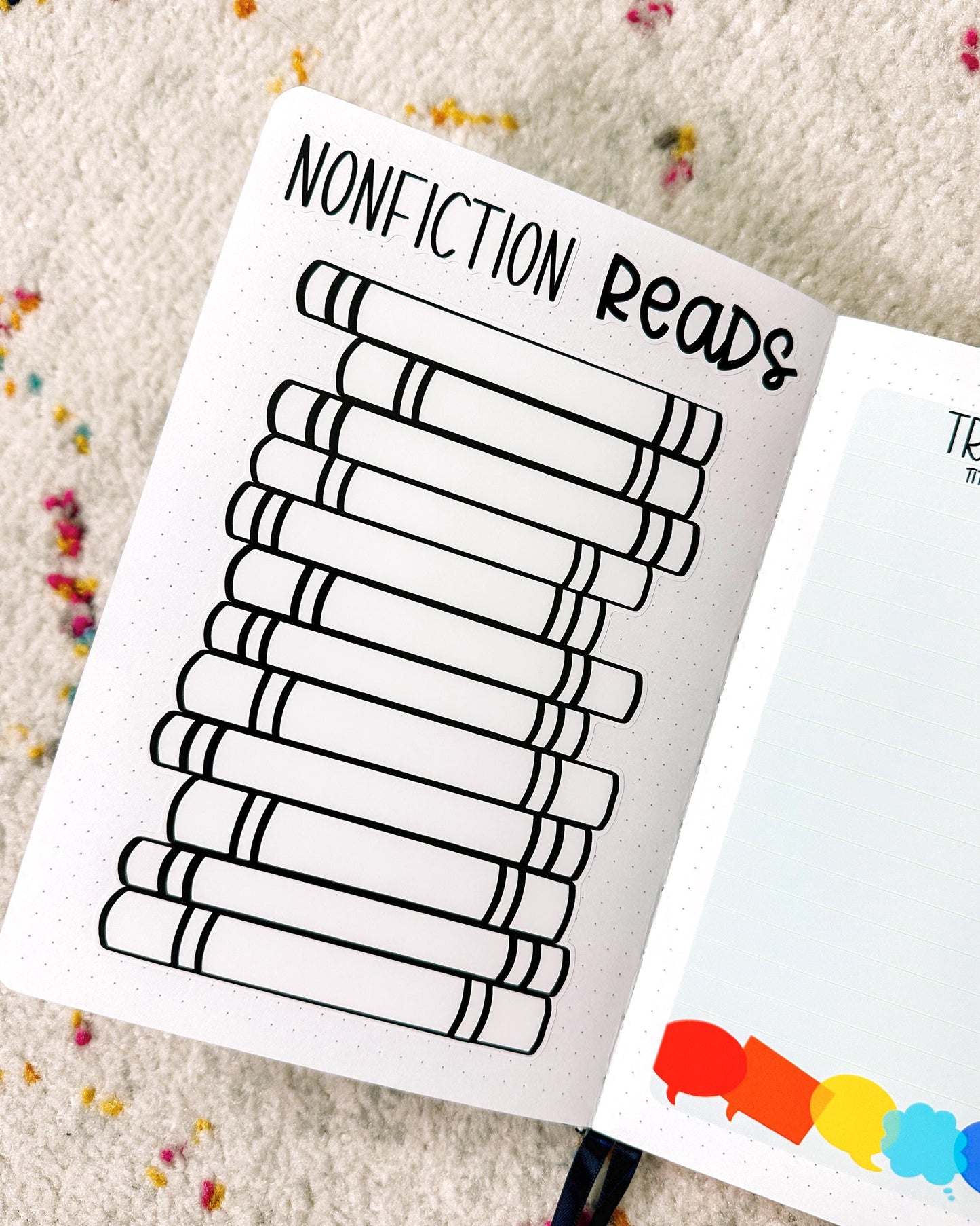 Nonfiction Reads Tracker Book Journal Stickers - Rainbow