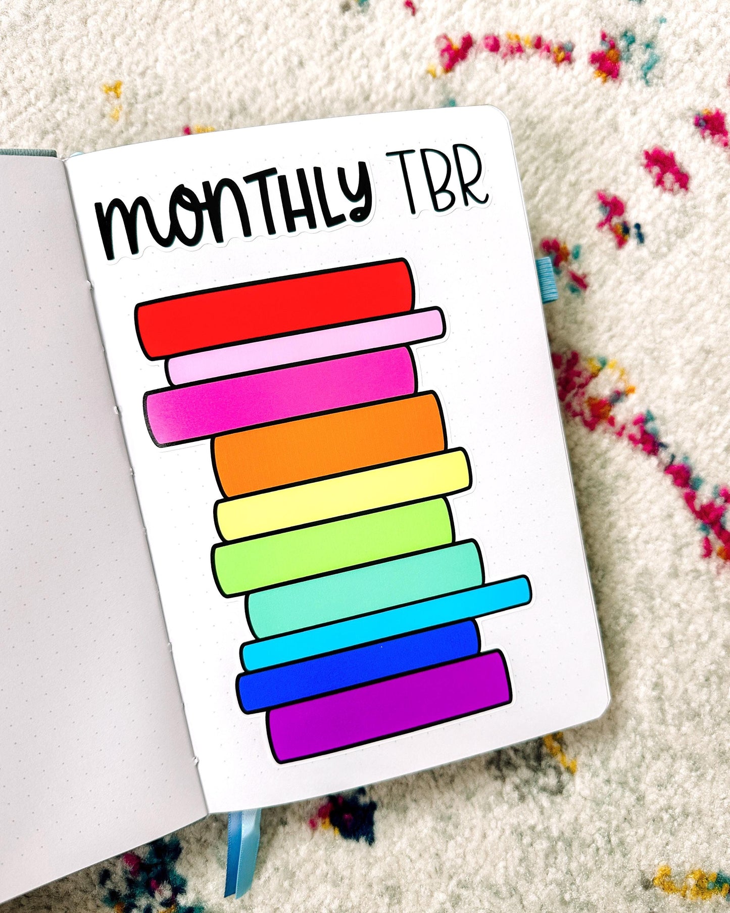 Monthly TBR Stack Book Journal Stickers - Rainbow