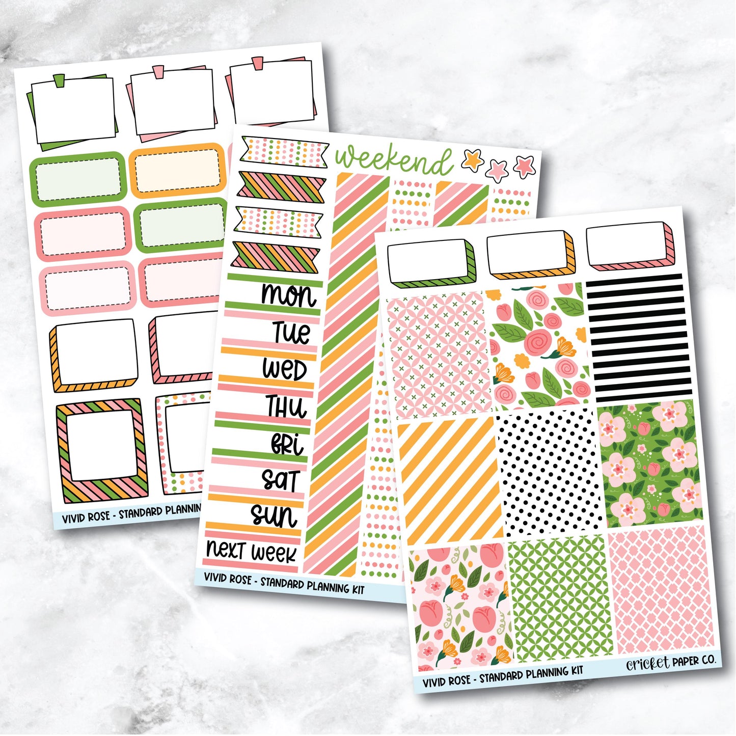 Planner Stickers Standard Mini Kit - Vivid Rose