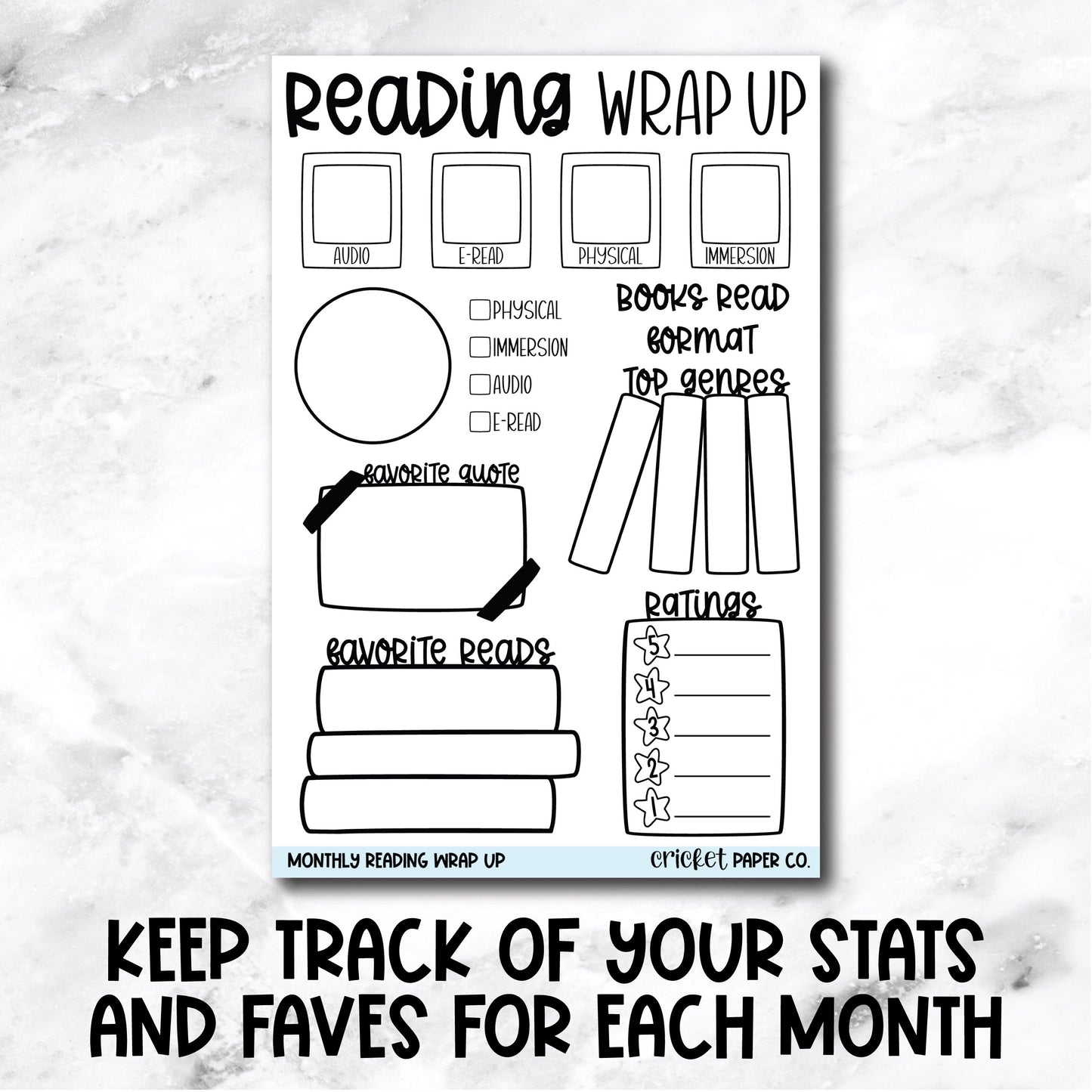 Reading Wrap Up Book Journal Stickers