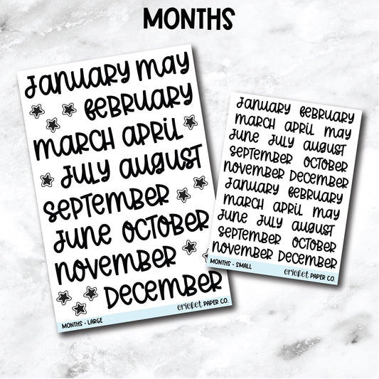 Month Scripts for Book Journal Stickers