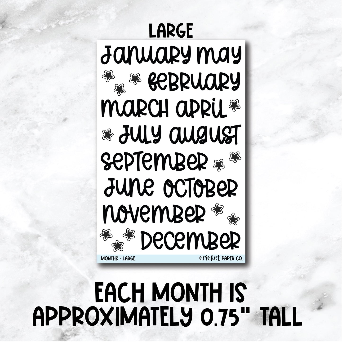 Month Scripts for Book Journal Stickers