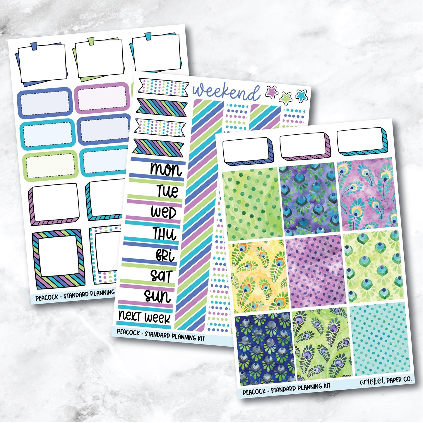 Planner Stickers Standard Mini Kit - Peacock