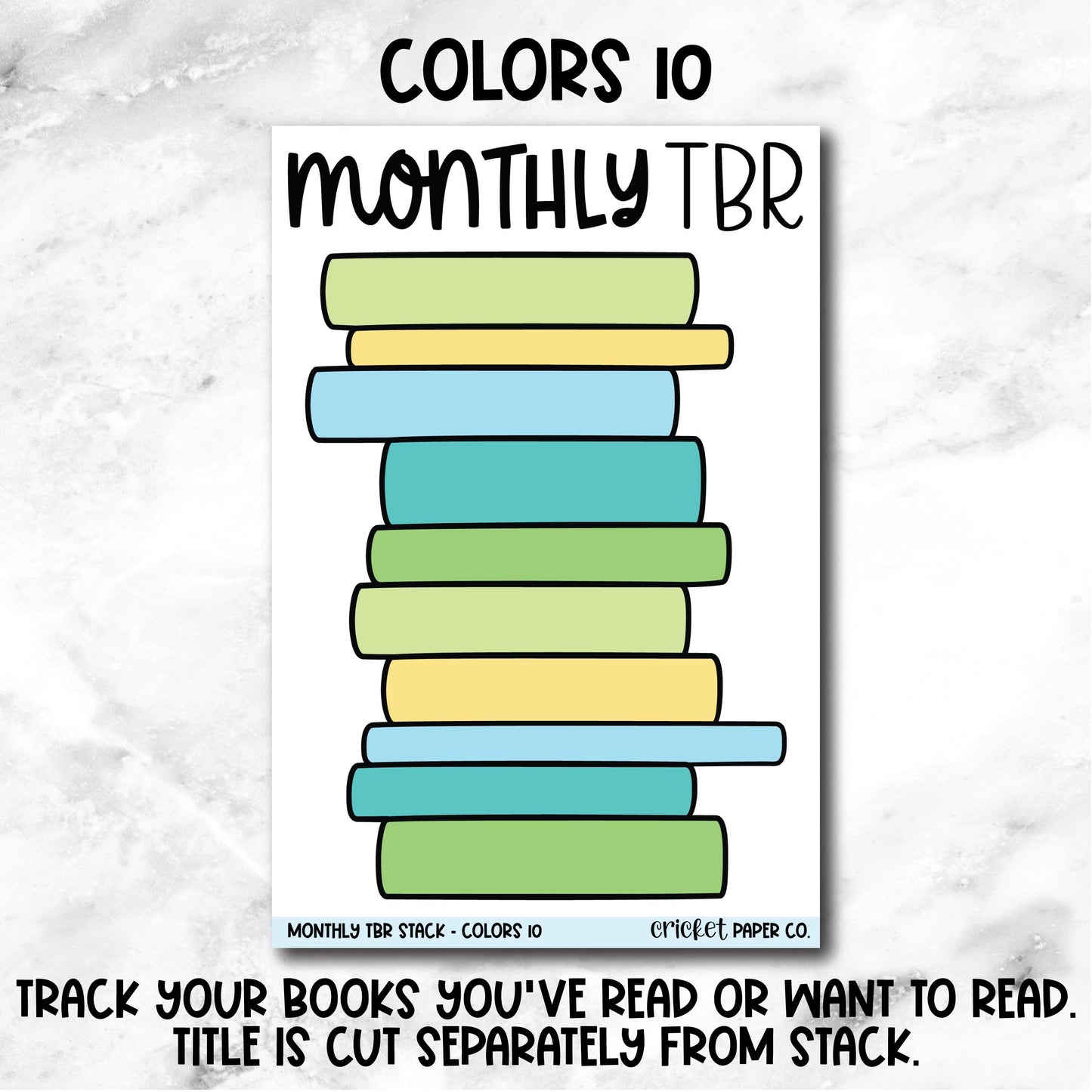 Monthly TBR Stack Book Journal Stickers - Multi Color