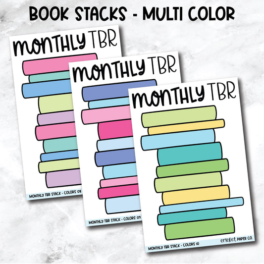Monthly TBR Stack Book Journal Stickers - Multi Color