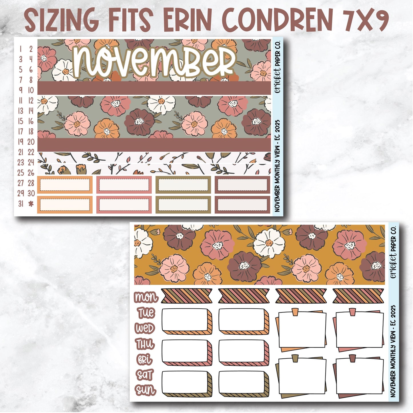 November Monthly View Planner Sticker Kit