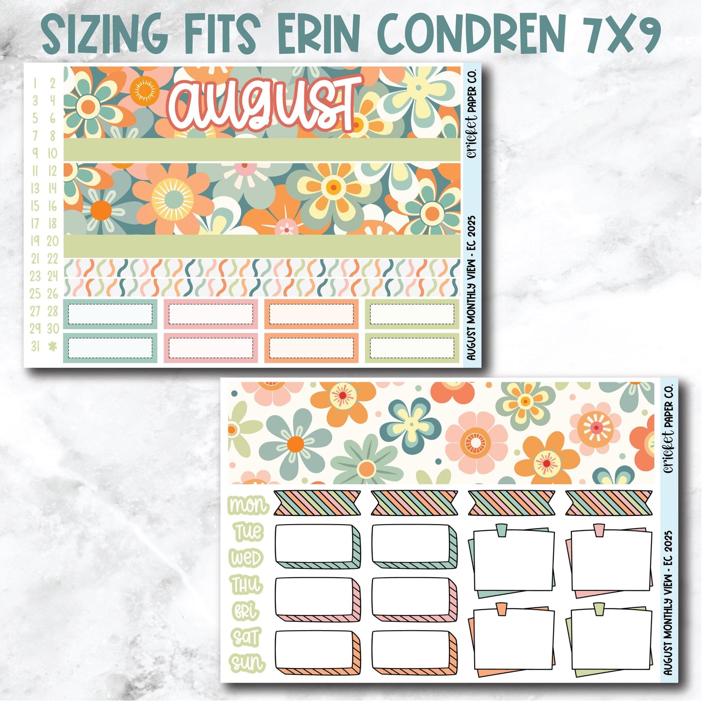 August Monthly View Planner Sticker Kit