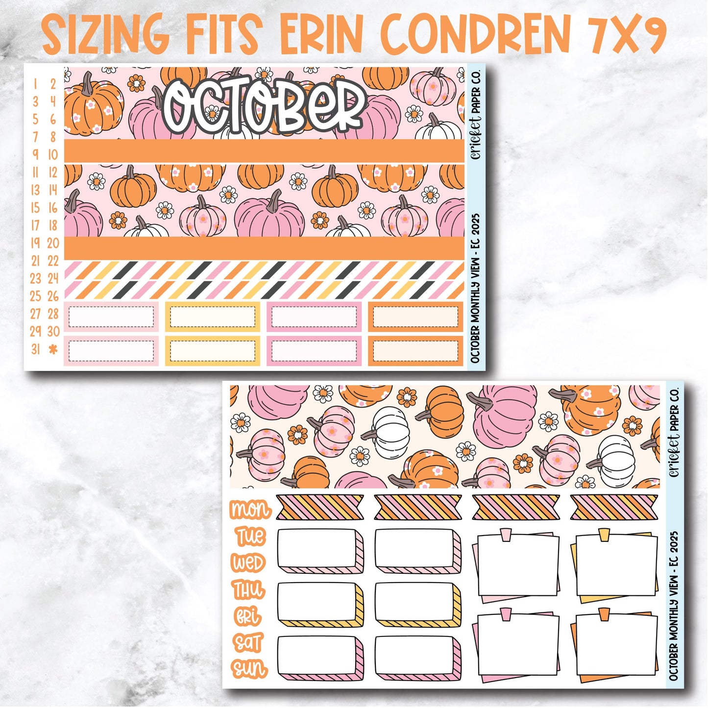 October Monthly View Planner Sticker Kit