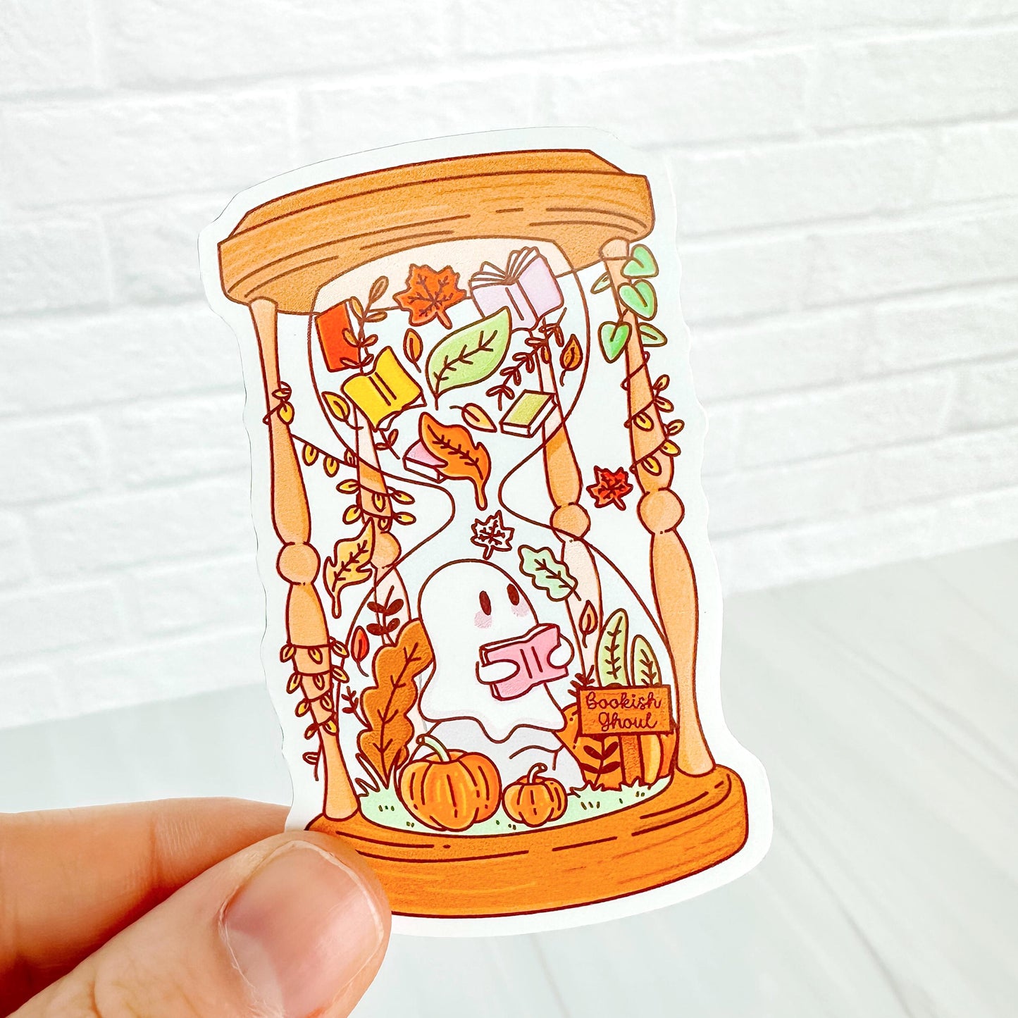 Fall Reading Hourglass - Bookish Vinyl Sticker DC56