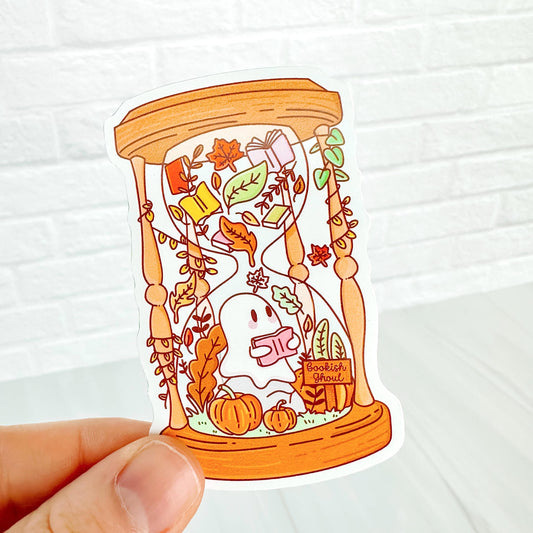 Fall Reading Hourglass  - Bookish Vinyl Sticker DC56