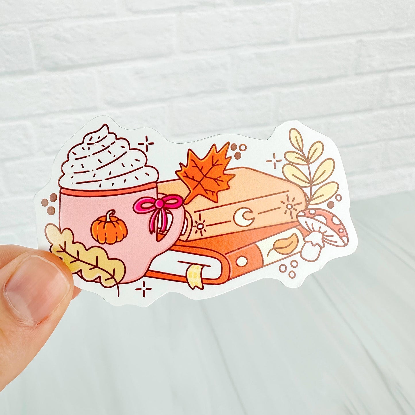 Pumpkin Coffee and Books  - Bookish Vinyl Sticker DC60