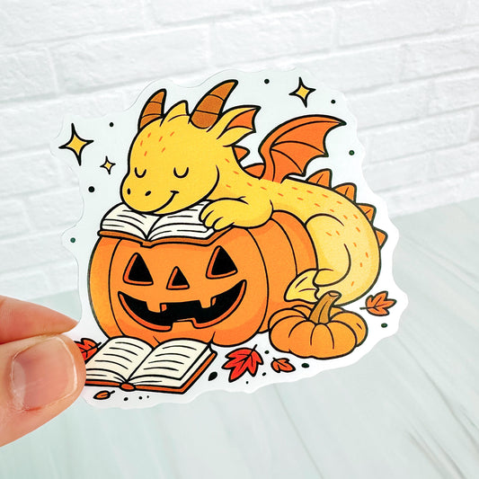Fall Reading Dragon - Bookish Vinyl Sticker DC69