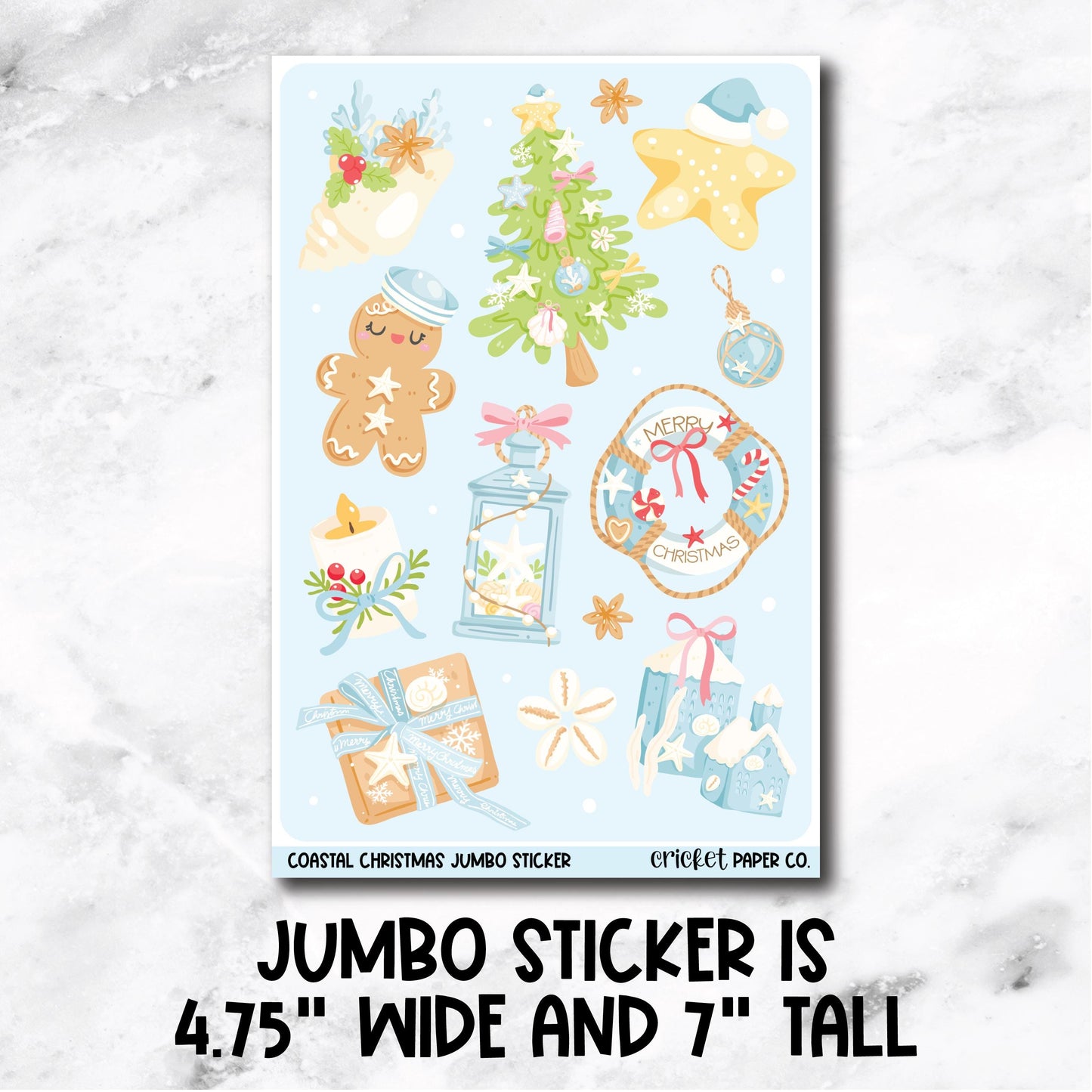 Jumbo Decorative Sticker - Coastal Christmas