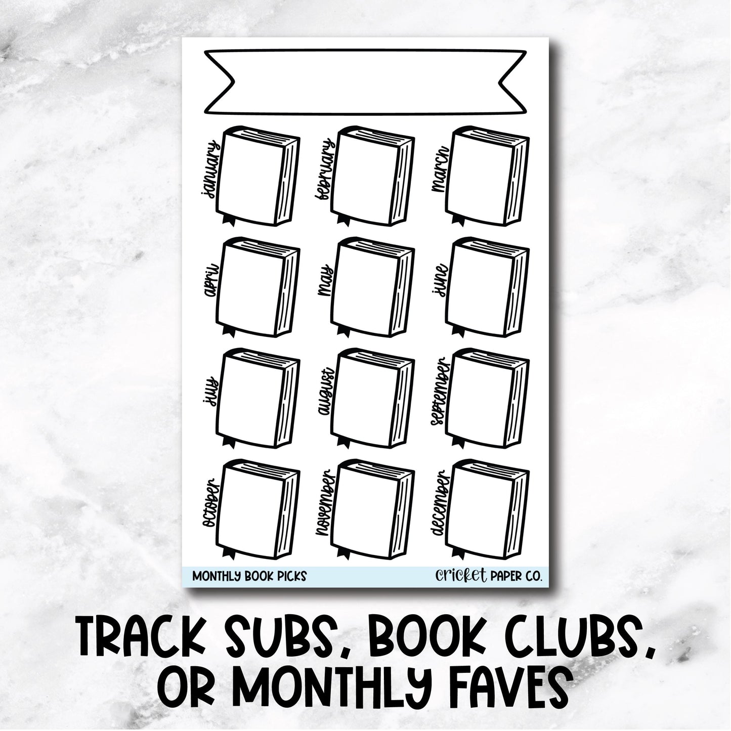 Monthly Picks Book Club or Subscription Tracker Book Journal Stickers