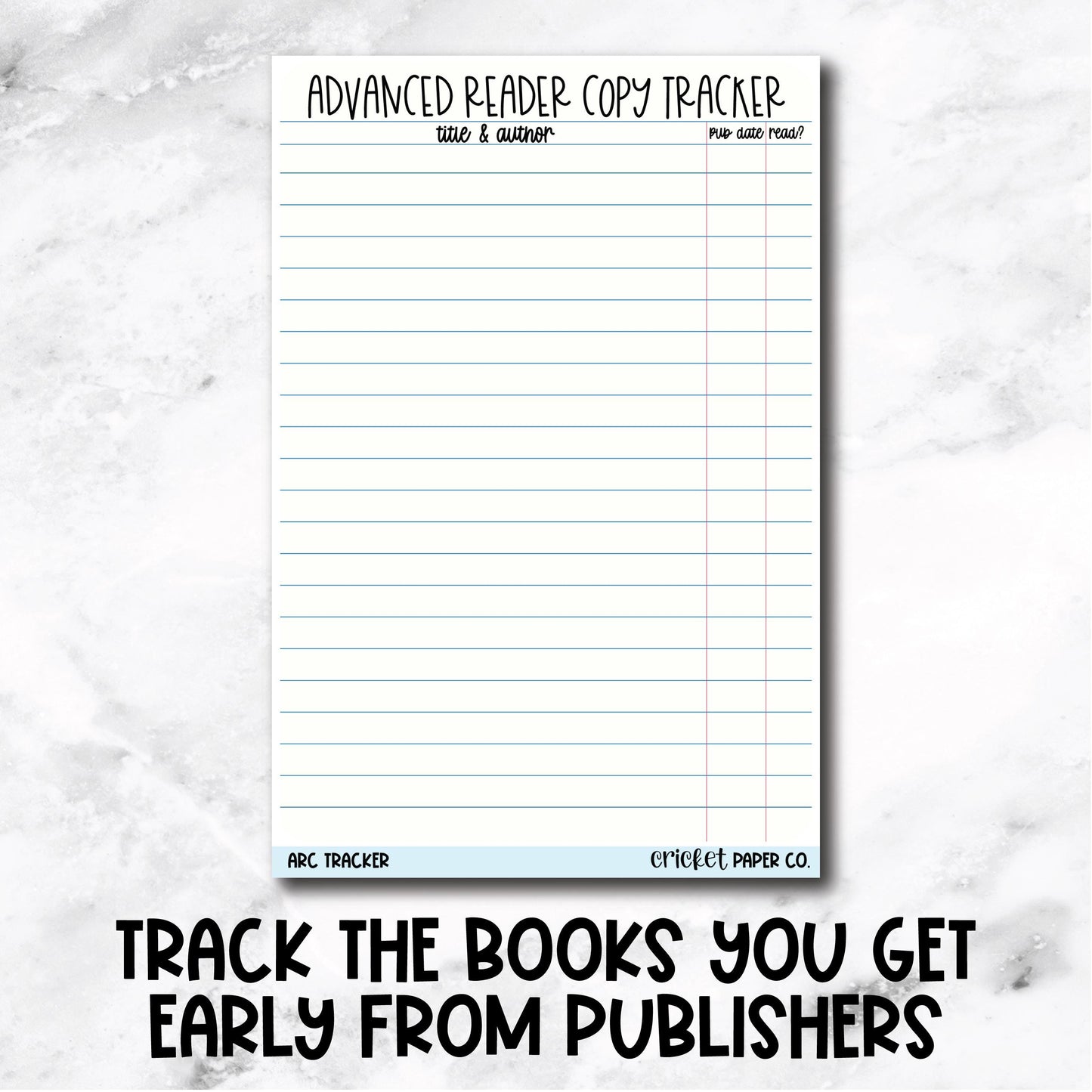 Advanced Reader Copy (ARC) Tracker Book Journal Jumbo Sticker