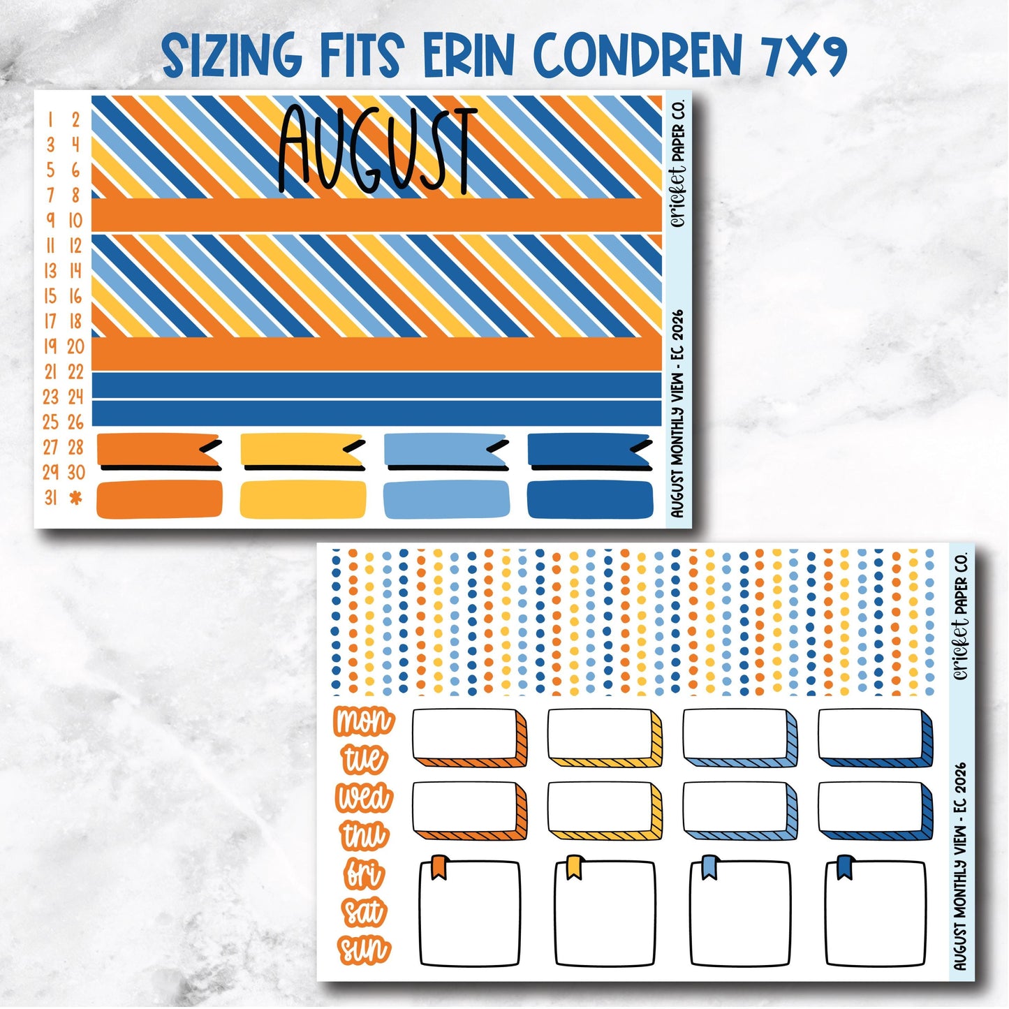 August Monthly View Planner Sticker Kit - 2026