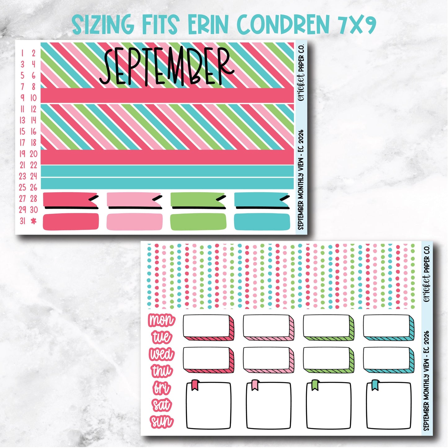 September Monthly View Planner Sticker Kit - 2026