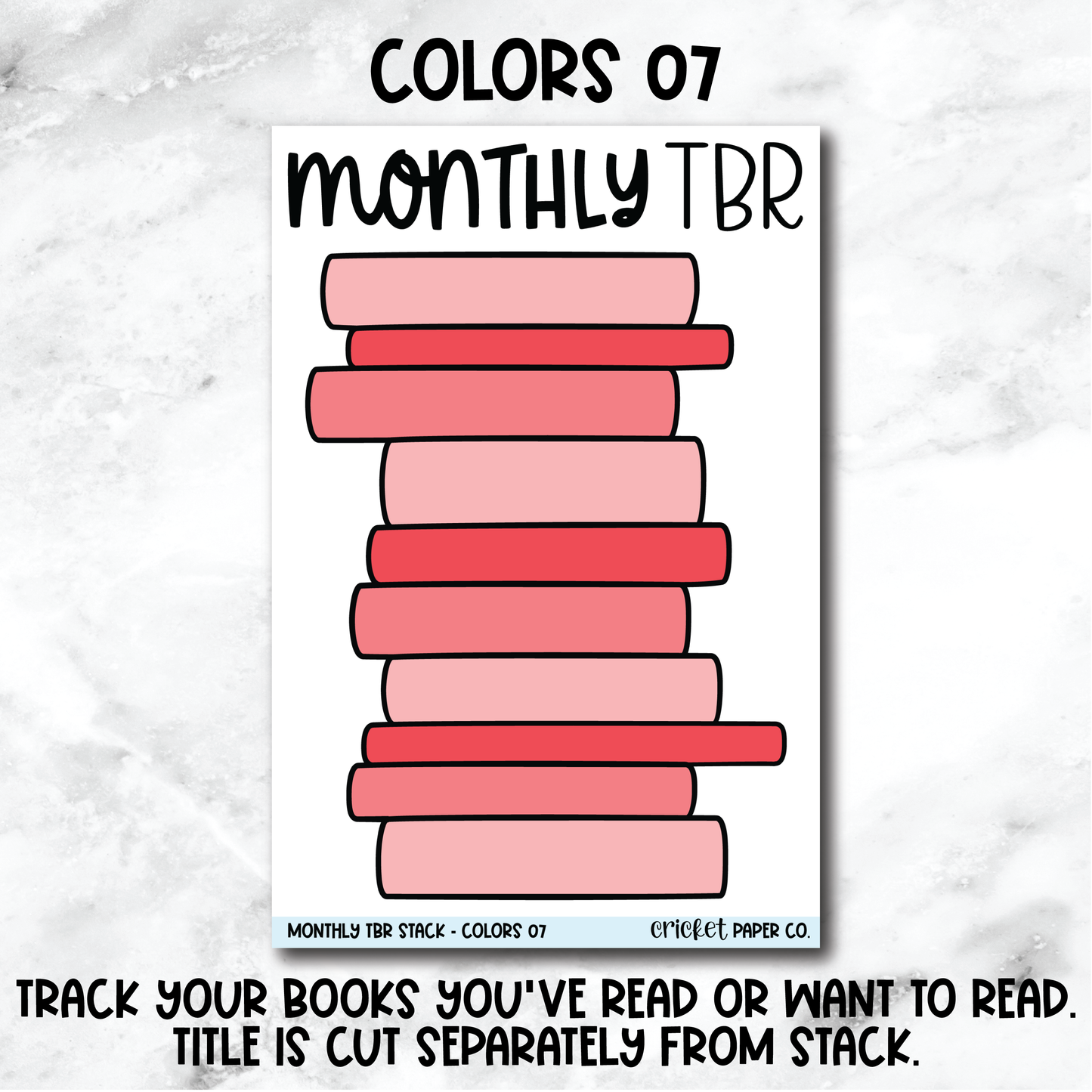 Monthly TBR Stack Book Journal Stickers - Monochromatic Colors