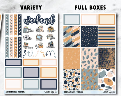 ABSTRACT NAVY Planner Stickers - Full Kit-Cricket Paper Co.