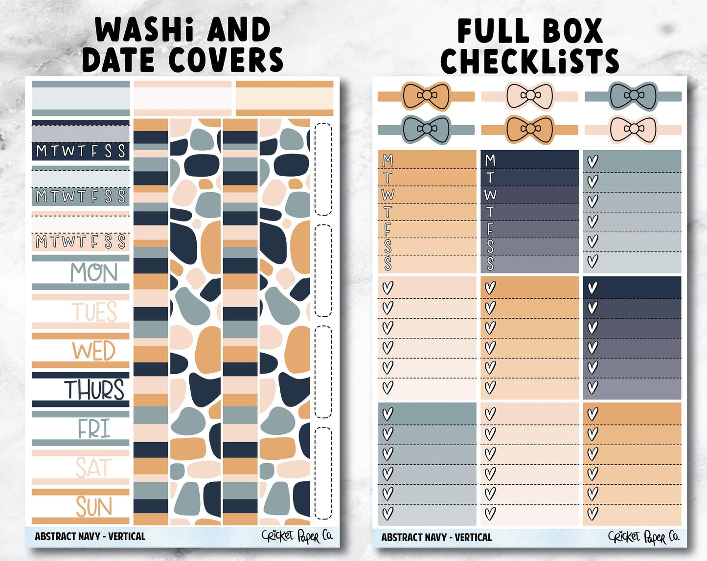 ABSTRACT NAVY Planner Stickers - Full Kit-Cricket Paper Co.