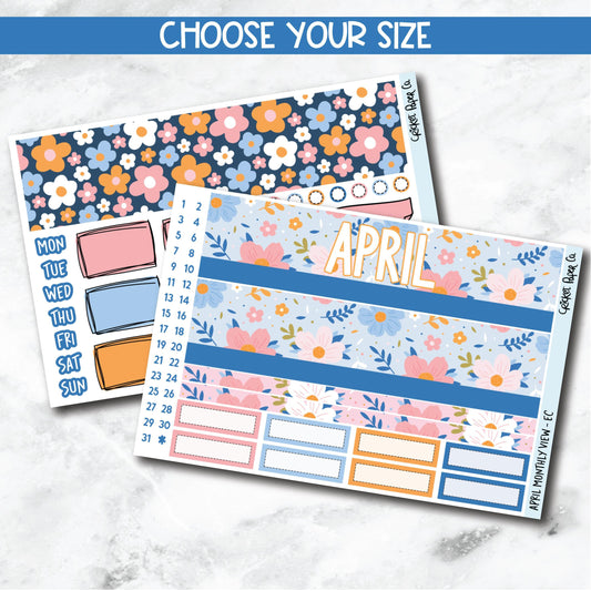 April Monthly View Planner Sticker Kit for 7x9 Planners-Cricket Paper Co.