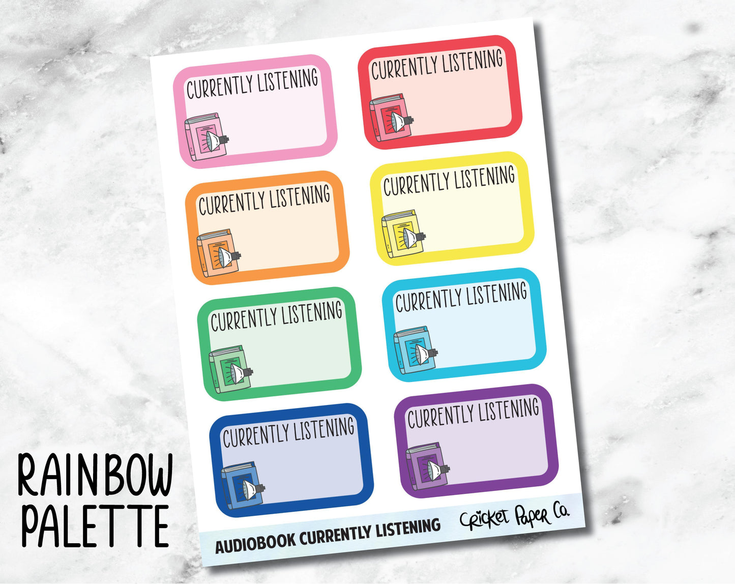 Audiobook Currently Listening - Reading and Bookish Planner Stickers-Cricket Paper Co.