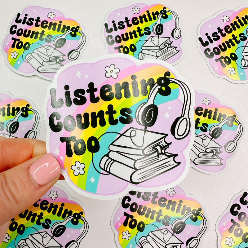 Audiobook Listening Counts Too - Bookish Vinyl Sticker-Cricket Paper Co.