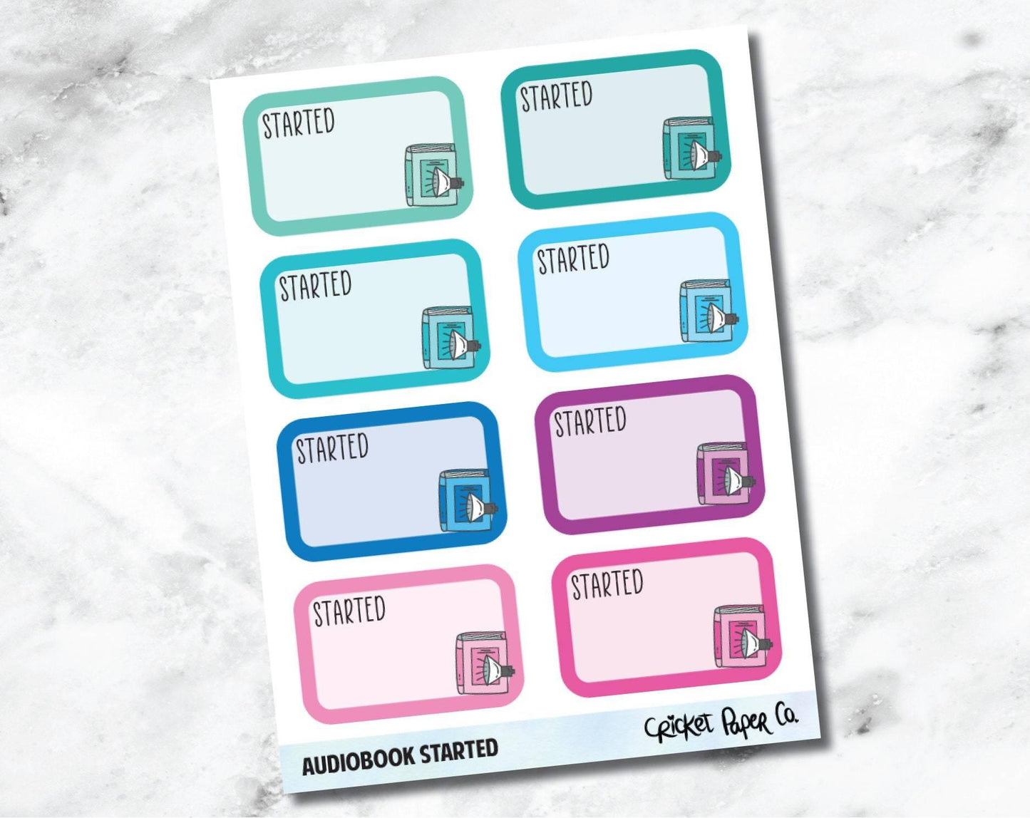 Audiobook Started - Reading and Bookish Planner Stickers-Cricket Paper Co.
