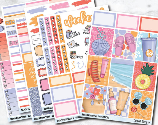 BEACH ESSENTIALS Planner Stickers - Full Kit-Cricket Paper Co.